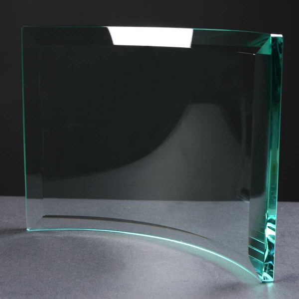 10mm thick Curved Engraved Glass Award Supplied In White Cardboard Box. Price Includes Engraving.