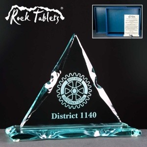 Triangle Rock Tablet Glass Awards Supplied In A Branded Box. Price Includes Engraving.