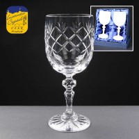 2x Earle Crystal Engraved Wine Glasses With Panel For Engraving In Presentation Box
