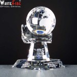 Whitefire Crystal Globe In Hand Awards Supplied In A Velvet  Lined Presentation Case. Price Includes Engraving.