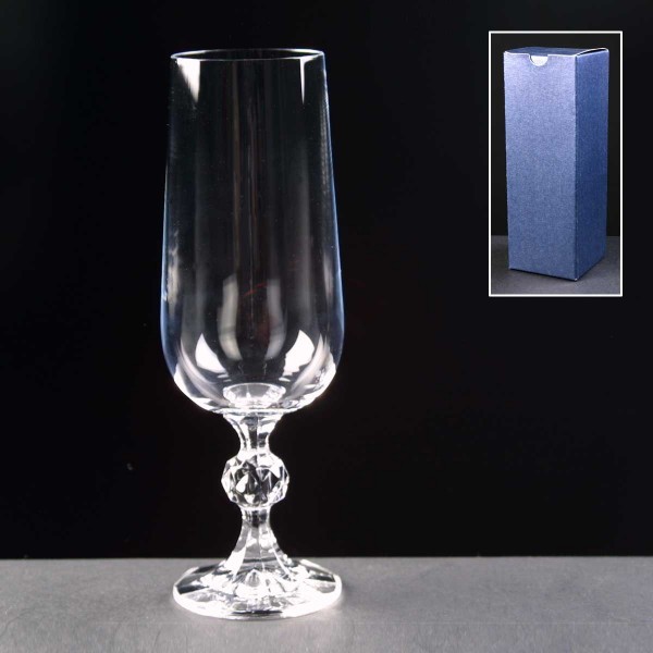 Claudia Champagne Glass In Blue Cardboard Box 1 Claudia Champagne Glass In Blue Cardboard Box