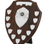 Mahogany Coloured Wooden Annual Shields With Silver Trims