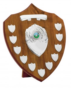 Beech Coloured Wooden Annual Shields With Silver Trims