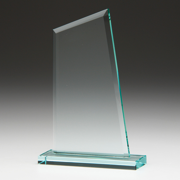 Angled Jade Glass Awards Supplied In White Cardboard Box