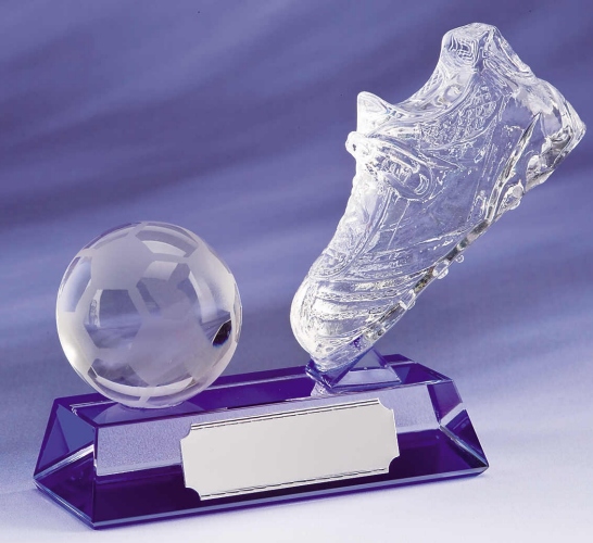 Boot and Ball Glass Football Trophies