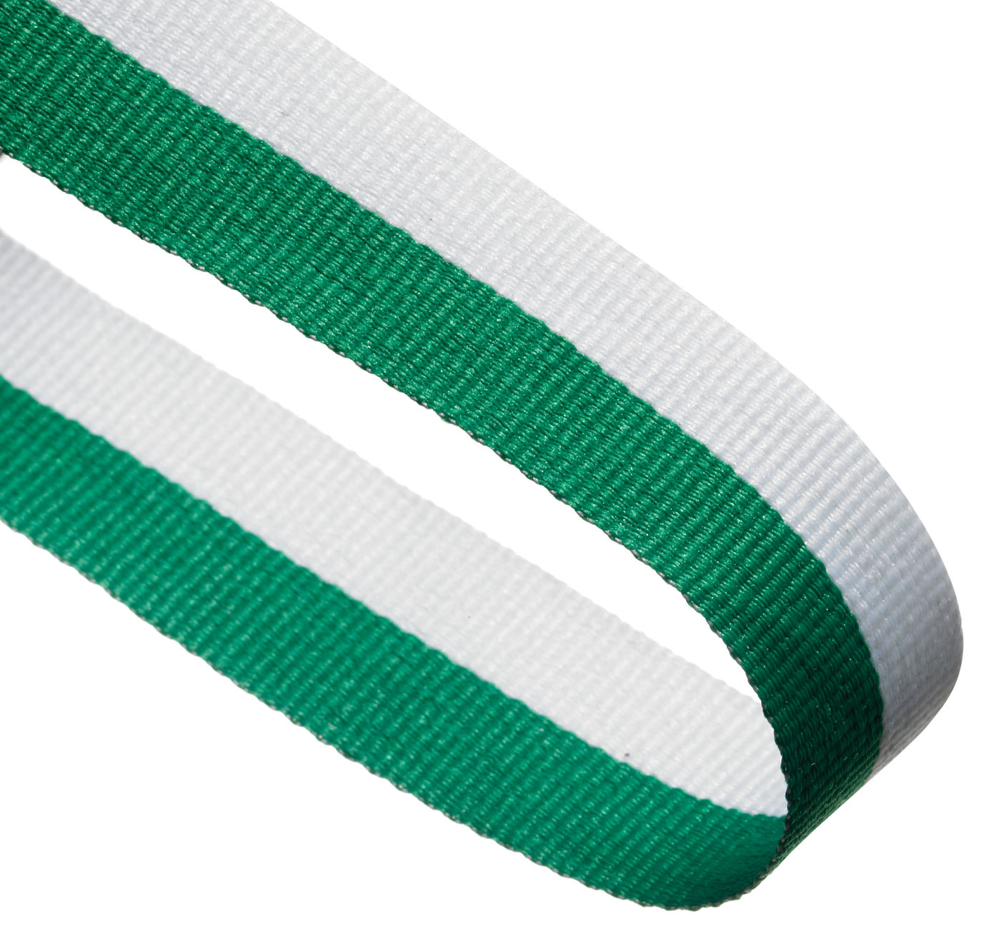 Green / White Woven Medal Ribbons With Clip