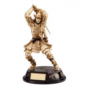 Resin Samauri Warrior Martial Arts Trophies In Antique Gold Coloured Finish