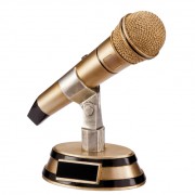Resin Karaoke / Presenting Microphone Trophies In Antique Gold Coloured Finish