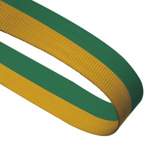 Green / Yellow Woven Medal Ribbons With Clip