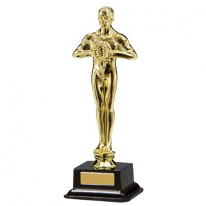 Victory Trophies In Gold Coloured Finish On Black Plastic Base