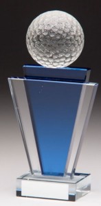 Glass Golf Trophies With 3D Glass Golf Ball