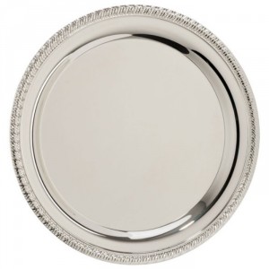 Silver Coloured Salvers With Decorative Edging
